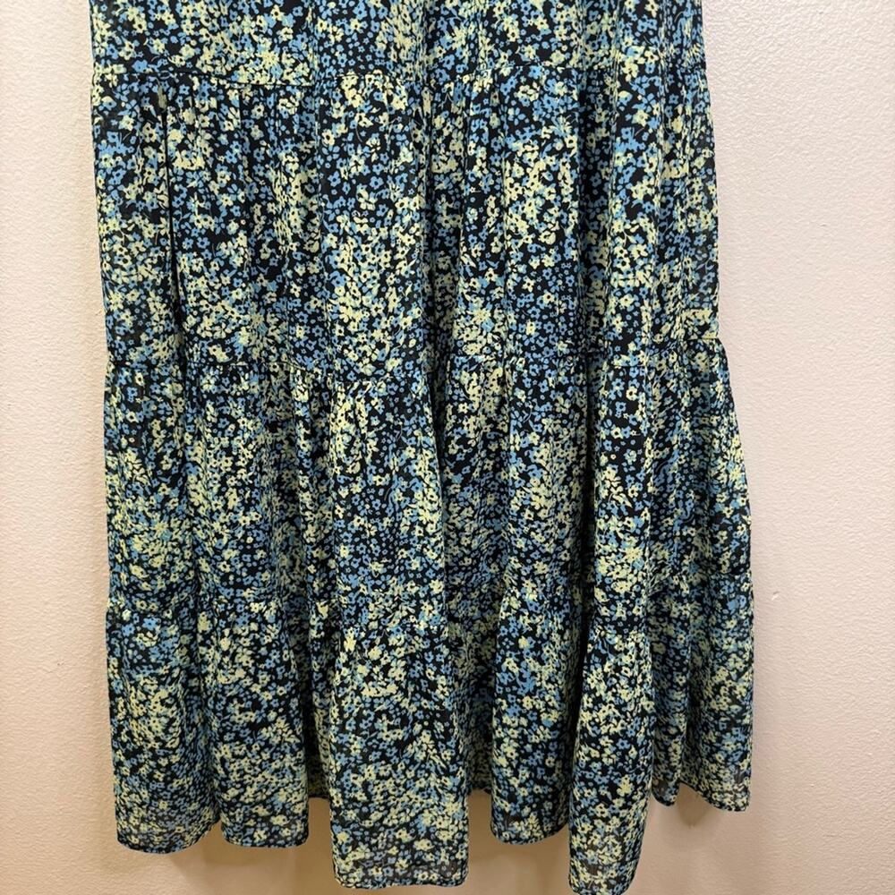 NWT Steve Madden Leigh Midi Dress Blue Yellow V-Neck Floral Dress Women’s Small - Picture 7 of 7